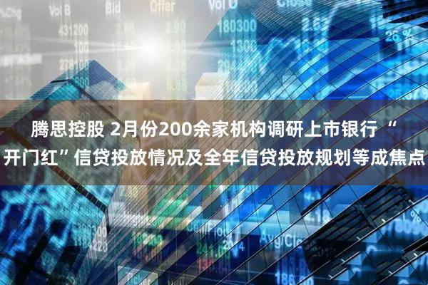 腾思控股 2月份200余家机构调研上市银行 “开门红”信贷投放情况及全年信贷投放规划等成焦点